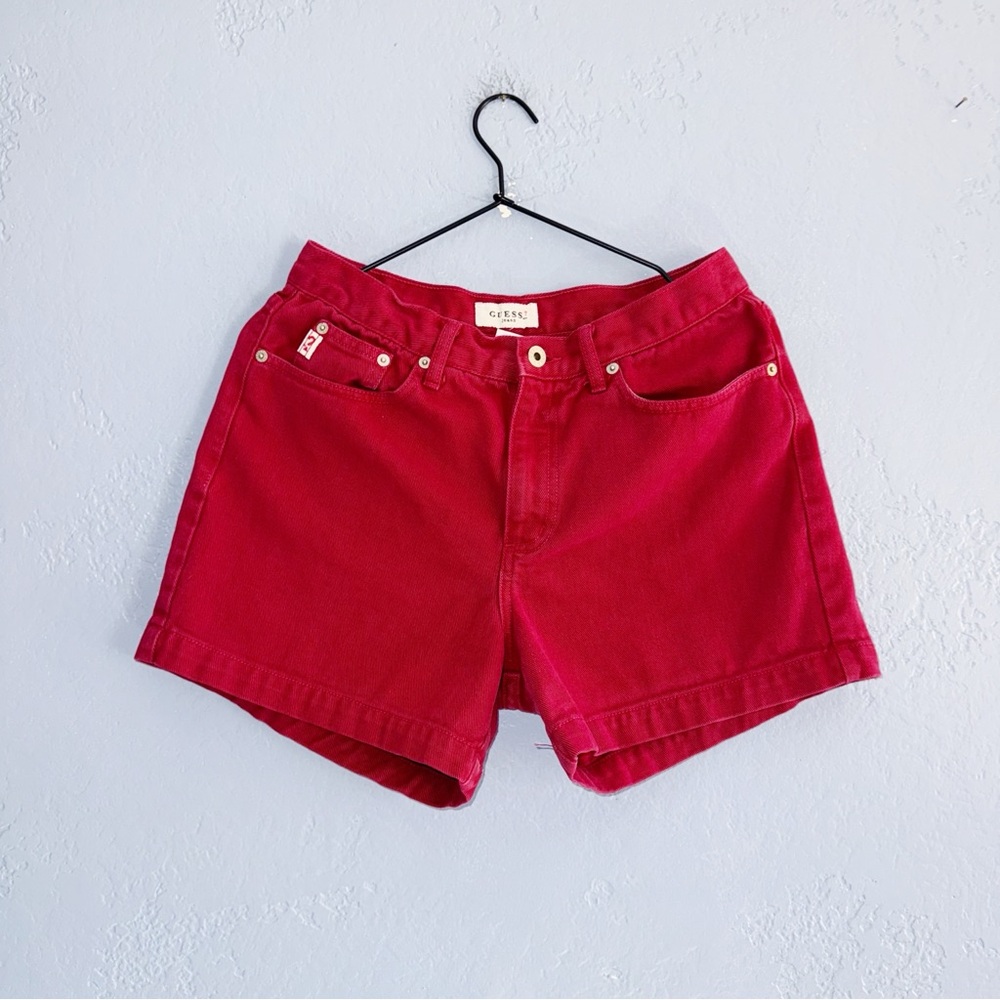 Guess Vintage Red Jean Shorts Size 31/27”